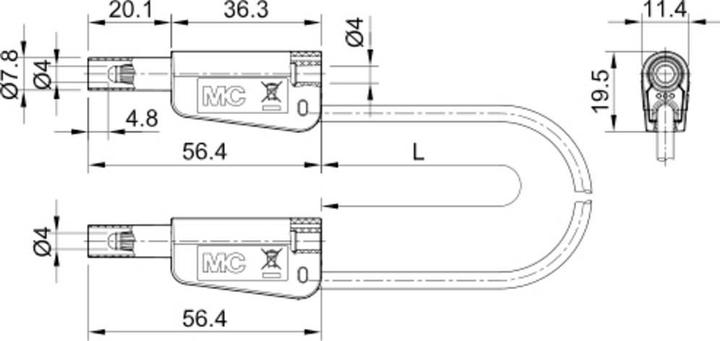 Produktbild Stäubli SLK-4A-F25 Messleitung ( - ) 25 cm Weiss 1 St.