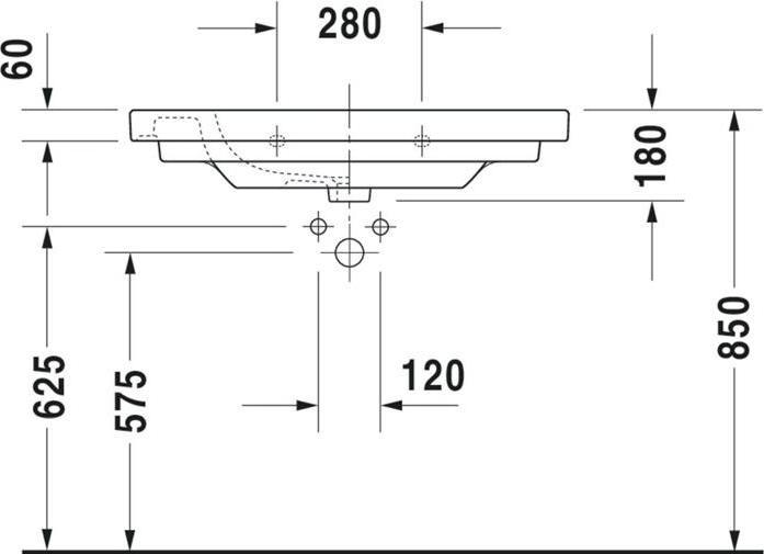 Immagine prodotto Duravit Lavabo per mobili D-CODE MED o ÜL m HLB 850x480mm 1 foro per rubinetto bianco (480 mm, 850 mm)