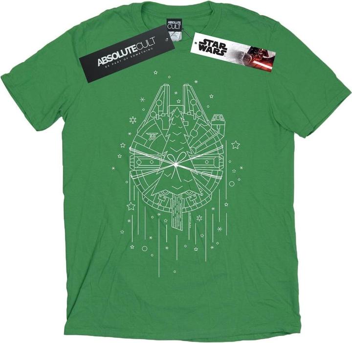 Actual product image Star Wars Mens Millennium Falcon Christmas Tree Delivery T-Shirt (L)
