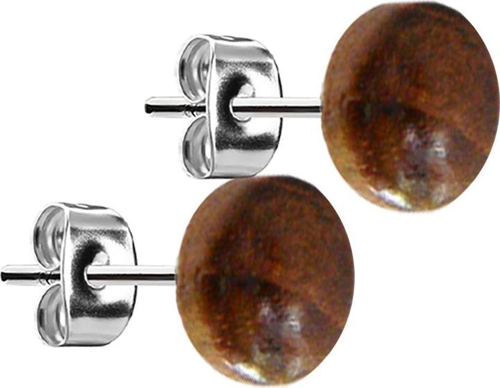 Star Piercing Ohrstecker silber Teller aus Teakholz (ohne Messing, Organisch, Chirurgenstahl 316L)