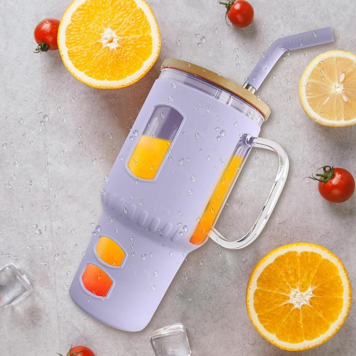 Image du produit Gewürzladen Näfels Glasbecher mit Strohhalm & Bambusdeckel (0.96 l)