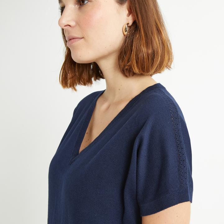 Produktbild Anne Weyburn Feinstrickpullover mit V-Ausschnitt und kurzen Ärmeln (W32/L34)