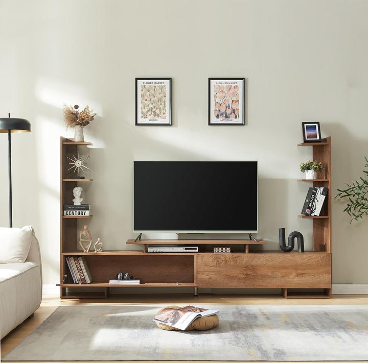 En.Casa Fernsehschrank Rauki 233x31x141 cm Walnussoptik