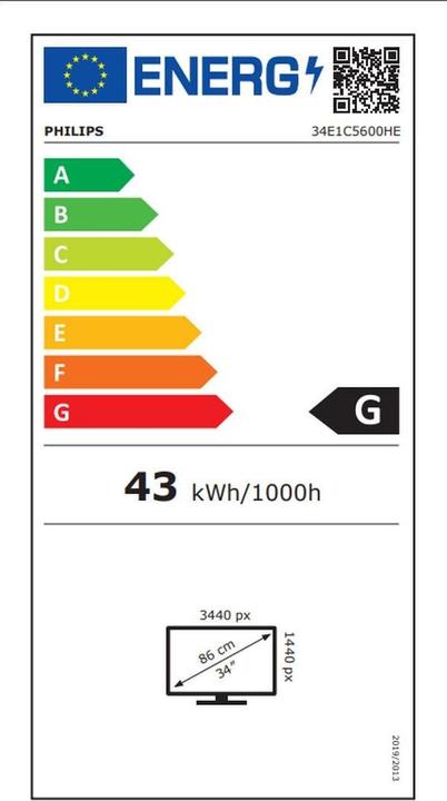 Etichetta energetica Philips 34E1C5600HE (3440 x 1440 pixel, 34")