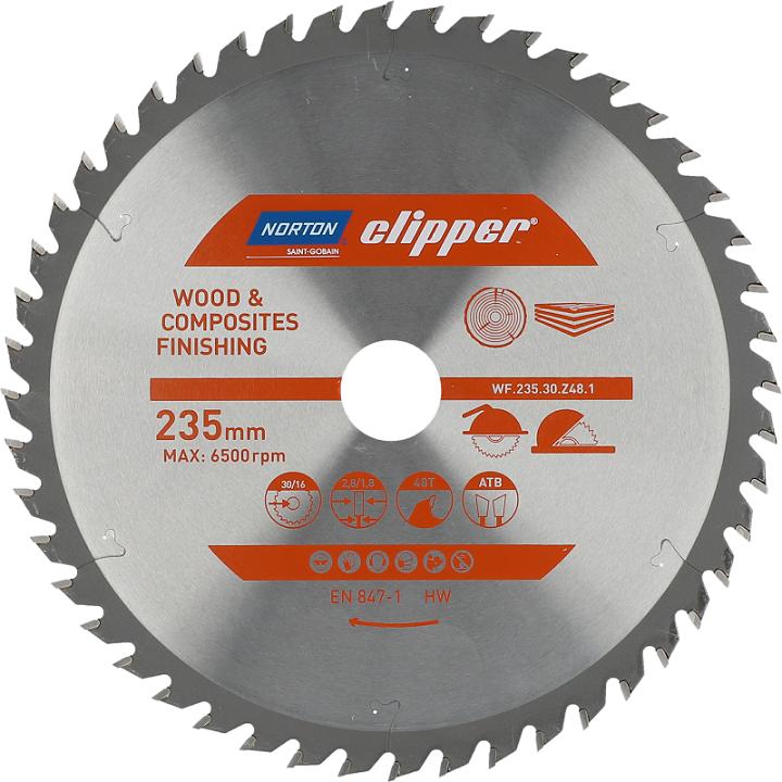 Actual product image MGA NORTON CLIPPER Carbide Blade Finish 235x2.8/1.8x30 Z48 - 70184608105