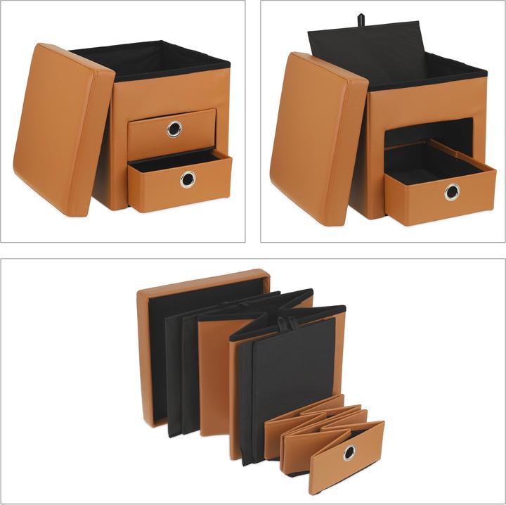 Actual product image Relaxdays Storage pouffe