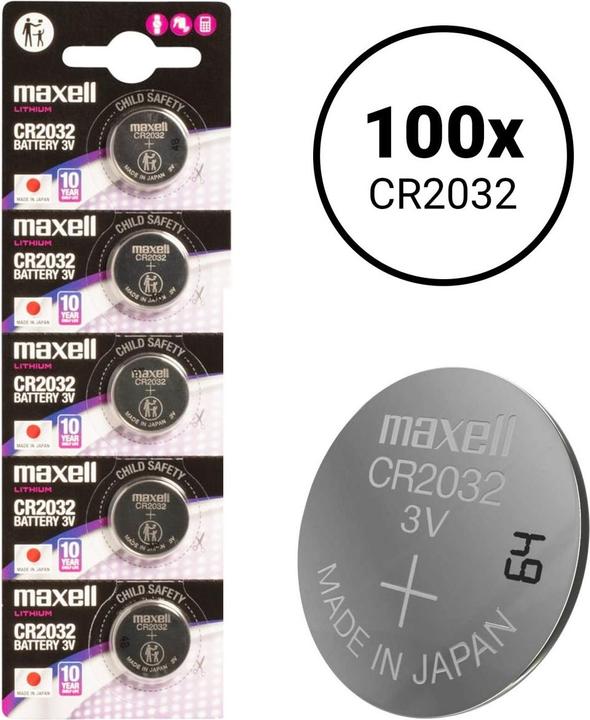 Actual product image Maxell CR 2032 3V lithium battery (100 pcs., CR2032, 220 mAh)