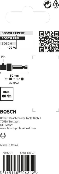 Produktbild Bosch Professional Zubehör PRO Socket Adapter mit Stiftverbindung, 1/2", 50 mm