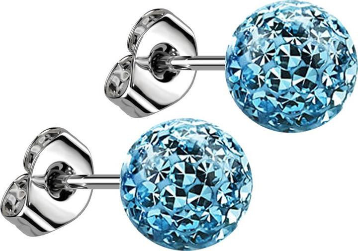Produktbild Star Piercing Ohrstecker silber mit Kristall Kugel aqua Epoxy Schutzschicht (ohne Messing, Chirurgenstahl 316L)