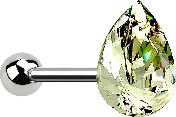Immagine prodotto Star Piercing Micro Barbell silber Tropfen Kristall grün (senza ottone, Acciaio chirurgico 316L)