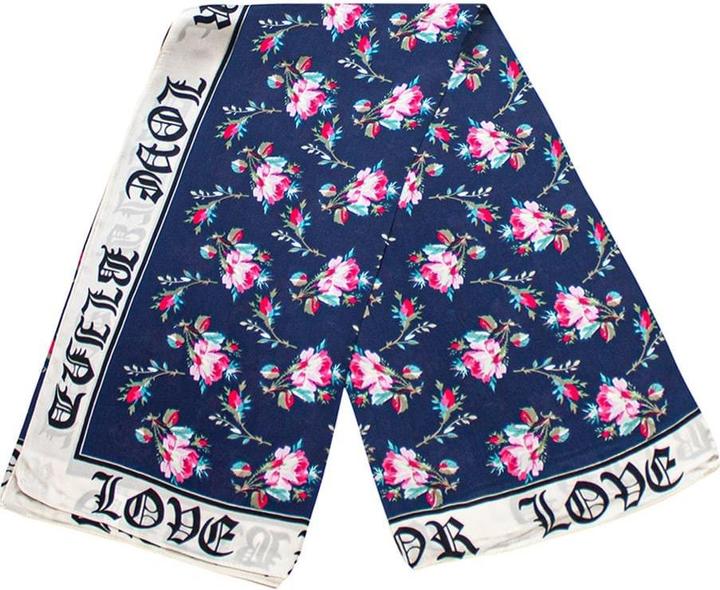 JTI Schal mit Rosenmotiv - Marineblau, Nr. 17
