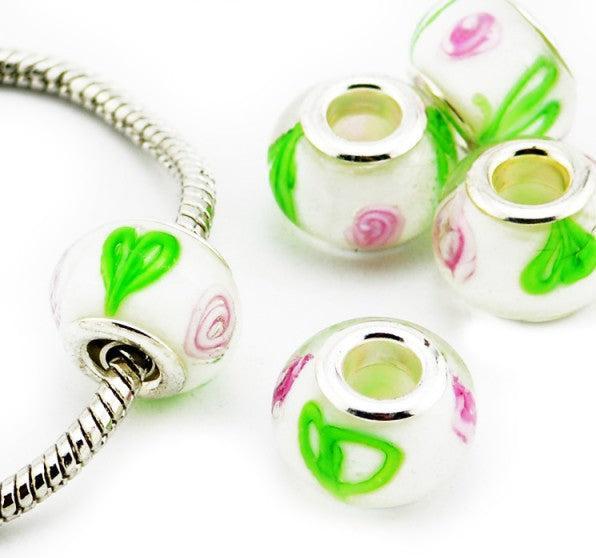 Produktbild Hermex Glas Bead Perle versilbert 925 - Weiss (Silber 925, Glas)