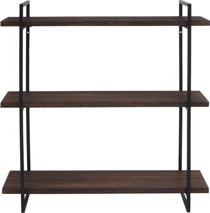 Image du produit Mendler Etagère murale HWC-K78, 3 étagères en bois massif industriel 60x60x18cm - marron foncé, métal noir (60 x 60 x 18 cm)