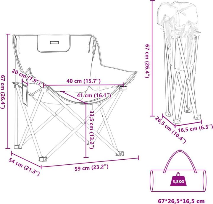 Actual product image VidaXL Camping chairs 2 pcs. with folding bag