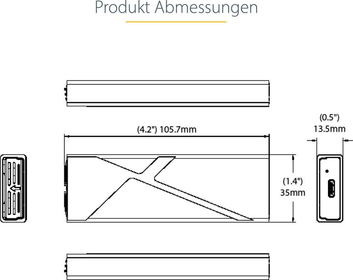 Produktbild StarTech com M2-USB-C-NVME-SATA, Enceinte ssd, M.2, M.2, 10 Gbit/s, Connectivité USB, Gris (M.2)