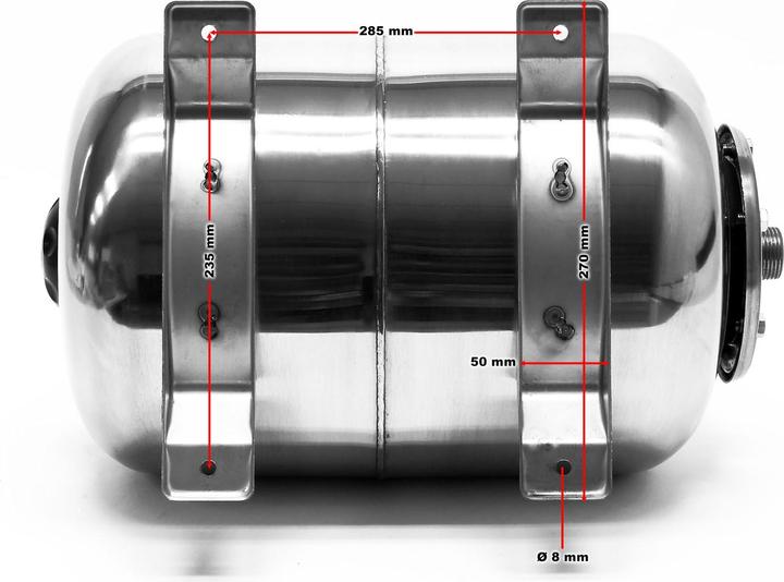 Produktbild Wiltec Edelstahl 50L Membrankessel Hauswasserwerk Ausdehnungsgefäss horizontal (Hauswasserpumpe)
