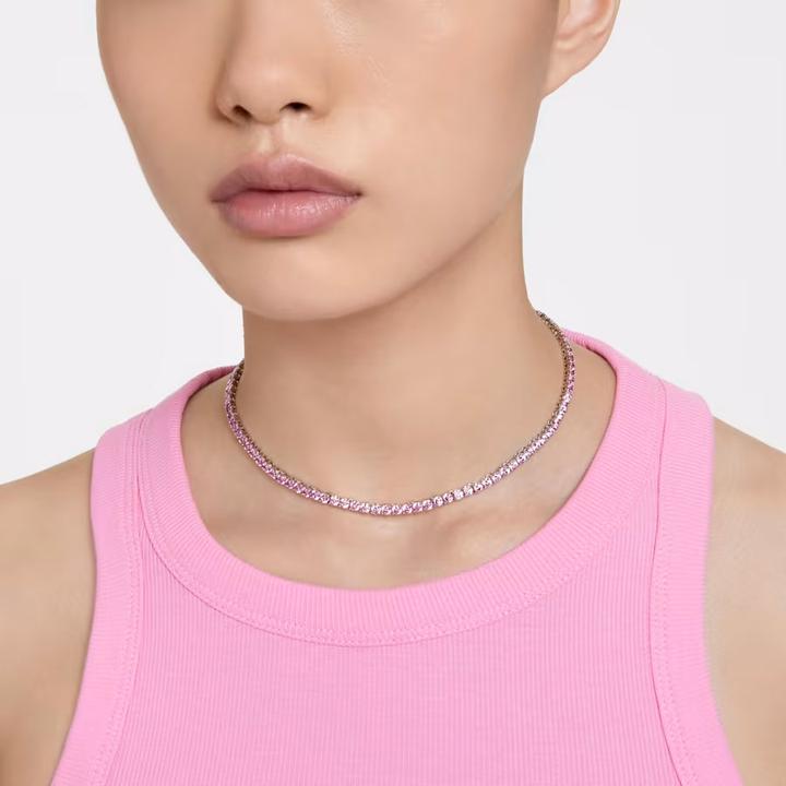 Image du produit Swarovski 5681800 Ketting Matrix Tennis zilverkleurig-roze 41 cm. (Métal Swarovski, 41 cm)