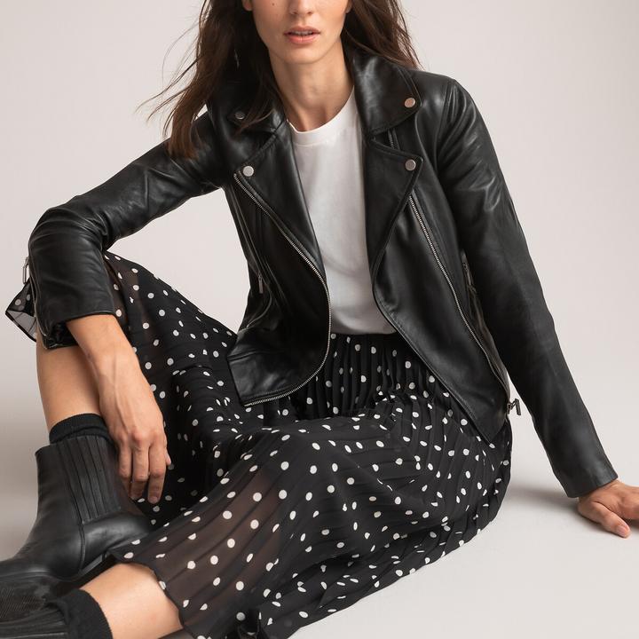 Actual product image La Redoute Collections Biker style leather jacket (32)