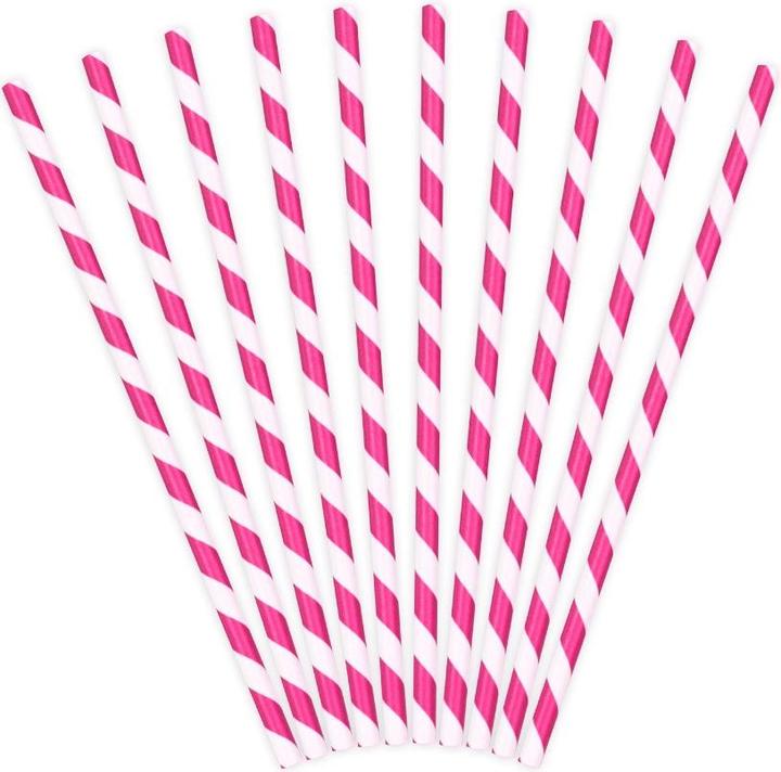Produktbild Partydeco Gestreifte Papierstrohhalme in Hellrosa (10 x)