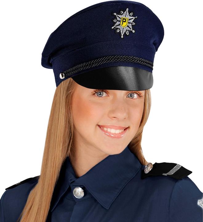 Widmann Berretto della polizia blu con visiera nera per bambini
