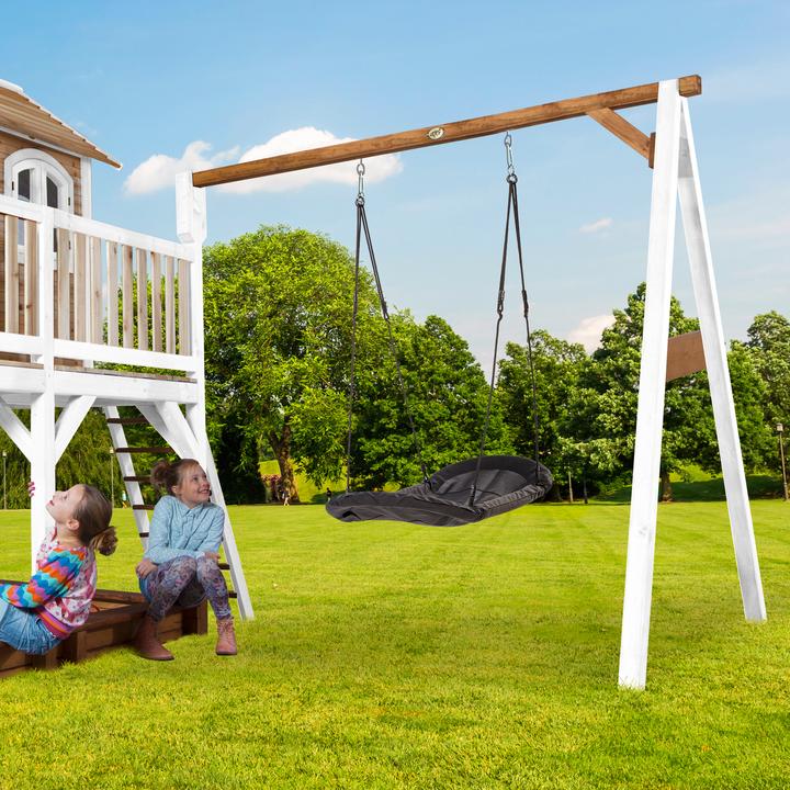 Produktbild Axi Liam Spielhaus mit Roxy Nestschaukel Braun/Weiss - Blaue Rutsche