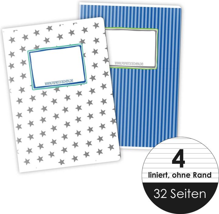 Actual product image Papierdrachen Exercise books set of 4 DIN A5 - Dino (VE 4) (A5, Checked, No binding)