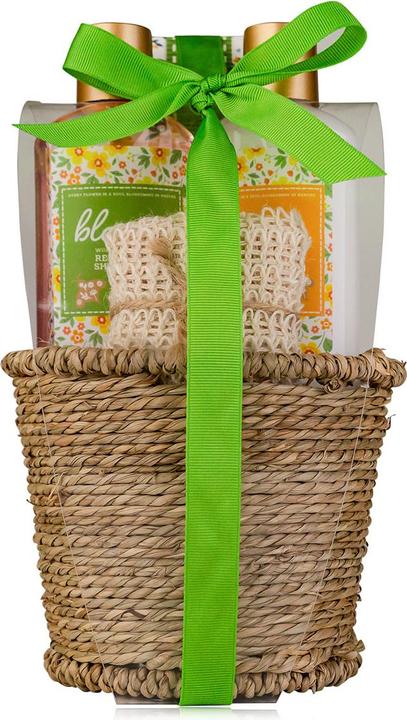 Image du produit Accentra Set de bain BLOSSOM dans une corbeille d'algues, avec 150 ml de gel douche, 150 ml de lotion pour (Set soin du corps, Set soin capillaire)