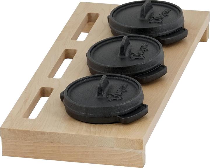 Actual product image BBQ-Toro Mini Dutch Oven Set with wooden base, 3x 11cm