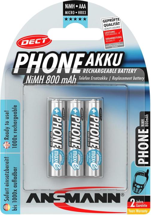 Image du produit Ansmann Téléphone (3 pcs, AAA, 800 mAh)