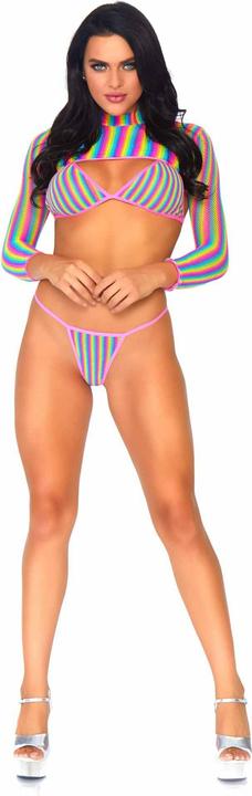 Image du produit Leg Avenue Top arc-en-ciel, string et crop top (Taille unique)