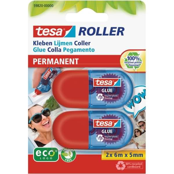 Actual product image tesa 2x mini adhesive roller permanent
