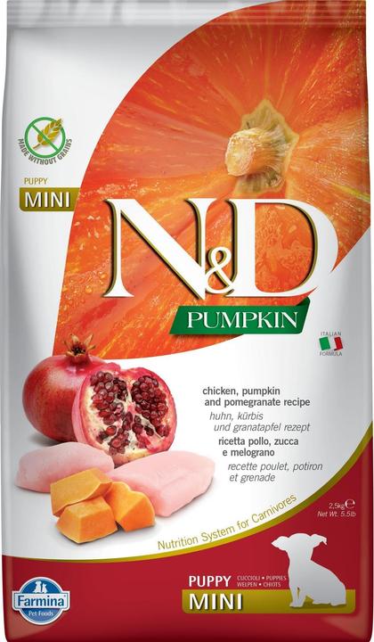 Farmina N&D Chicken Pumpkin & Pomegranate Puppy mini - dry food for dogs - 2 5 kg (Puppy + kitten, 1 pcs., 2500 g)