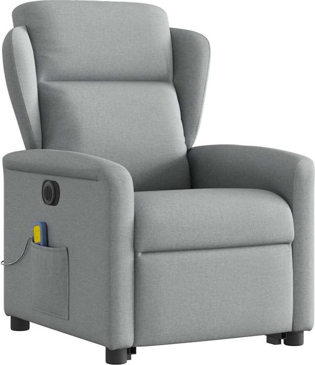 VidaXL Elektrischer Massagesessel mit Aufstehhilfe Hellgrau Stoff