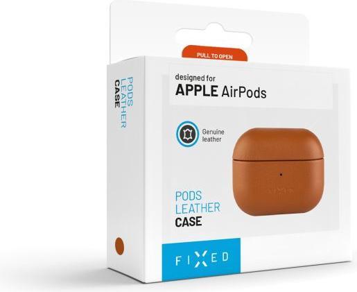 Actual product image Fixed PodsLeather for Apple Airpods 3, brown (Headphone bag)