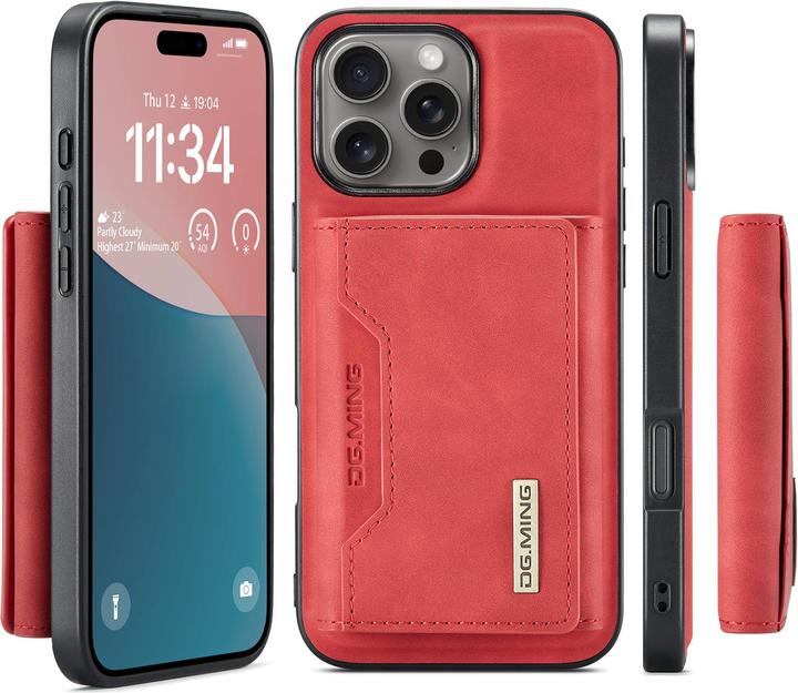 Produktbild Dg.Ming iPhone 12 / 12 Pro - Etui, Leder-Optik, Kartenfach & Magnetverschluss, Rot (Apple iPhone 12 Pro, Apple iPhone 12)