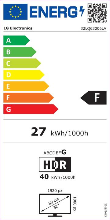 Energie-Label LG 32LQ63006LA (32", LQ63, LED, Full HD, 2022)