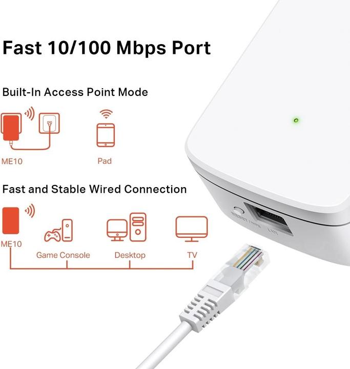 Image du produit Mercusys ME10 network extender Répéteur réseau blanc 10 (300 Mbit/s)