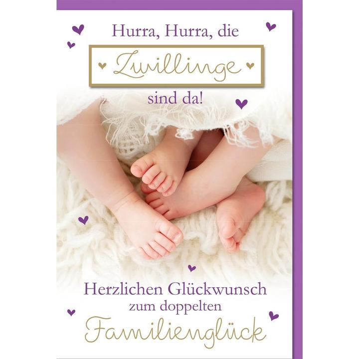 Produktbild Braun + Company Glückwunschkarte Zwillinge 11.5 x 17 cm (1 Stk.)