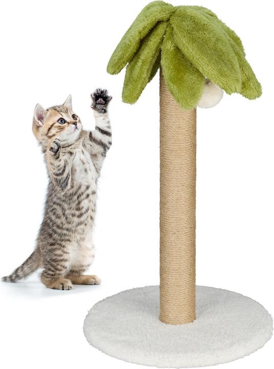 Relaxdays Graffiatoio (54 cm, Bianco, Verde, Marrone chiaro)