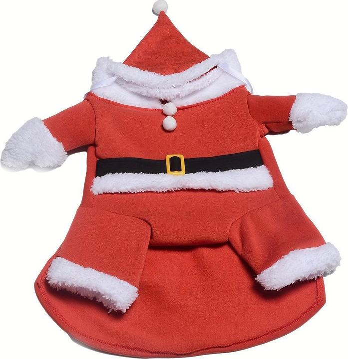 Actual product image Alopini Winter Pet Christmas Santa Suit with Hat, Warm Onesie Jacket Dog Puppy, XL (XL, Dog coat)