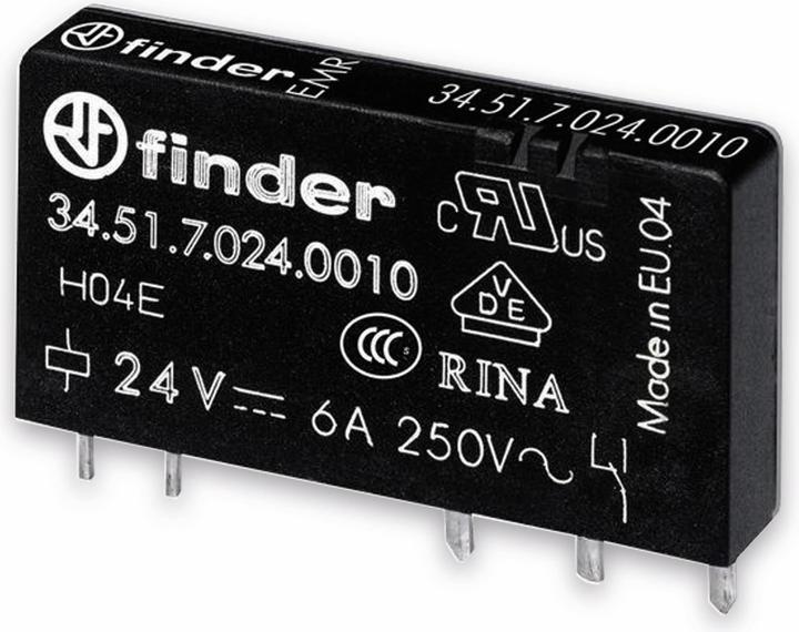 Image du produit Finder S.p.A. 34.51.7.024.5010 Relais pour circuit imprimé 24 V/DC 6 A 1 inverseur 1 pc. (34.51.7.024.5010)