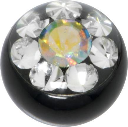 Bijouteria Piercingverschluss (PVD Beschichtung (schwarz), Chirurgenstahl 316L, Premium Kristall)