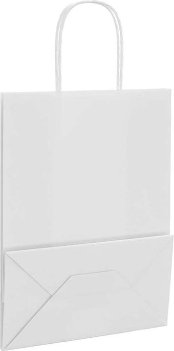 Produktbild VidaXL Kraftpapiertüten 250 Stk. mit Henkel Weiss 22x11x28 cm Papiertüte (Geschenktüte, 250 x)