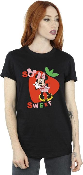 Actual product image Disney Womens/Ladies Minnie Mouse So Sweet Strawberry Cotton Boyfriend T-Shirt (3XL)