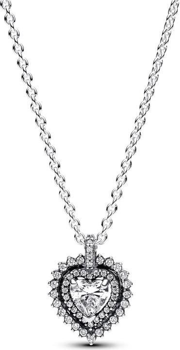 Pandora Funkelnder Herz Strahlenkranz Halskette (Silber 925, 45 cm)