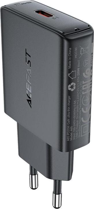 Produktbild Acefast A65 PD 20W GaN USB-C Wandladegerät – Schwarz (20 W)