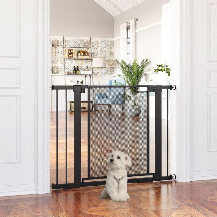 Image du produit Swisshandel24 Porte d'escalier pour animaux Porte pour chiens, réglable de 75 cm à 103 cm, noir