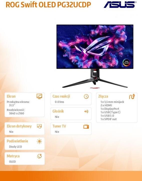 Actual product image ASUS ROG Swift PG32UCDP (3840 x 2160 Pixels, 31.50")