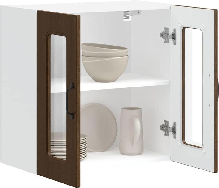 Image du produit VidaXL Armoire de cuisine suspendue avec porte vitrée Kalmar brun imitation chêne (60 x 31 x 60 cm)