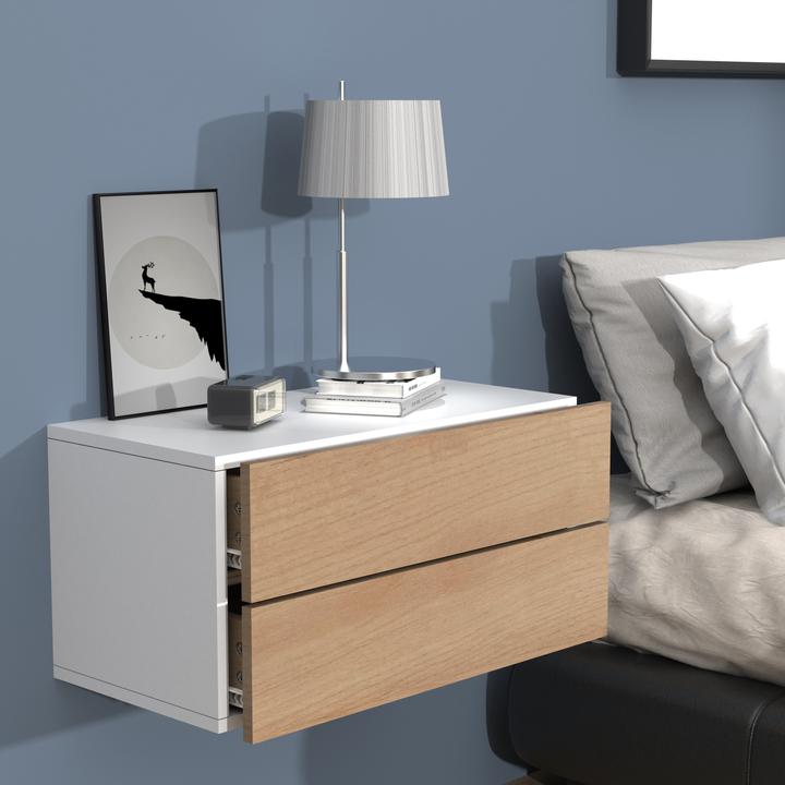 Actual product image VCM Wooden Wall Drawer Bedside Cabinet Wall Board Drawer Console Bedside Table Usal L 60 cm (60 x 32 x 32 cm)